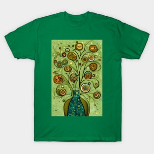 Cute Abstract Flowers in a Turquoise Vase Still Life Painting T-Shirt